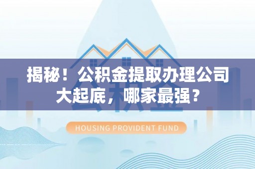鄂伦春揭秘！公积金提取办理公司大起底，哪家最强？